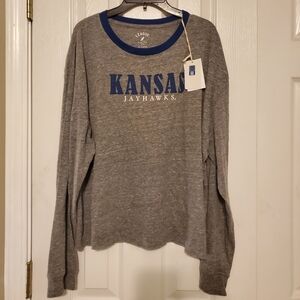 NWT Kansas KU Jayhawks Long Sleeve Gray Shirt Women's XL